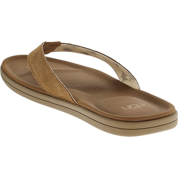 UGG Brookside Chestnut Brown Suede Flip Flop Mens Sandals Casual Summer Shoes 7 - Picture 4 of 12